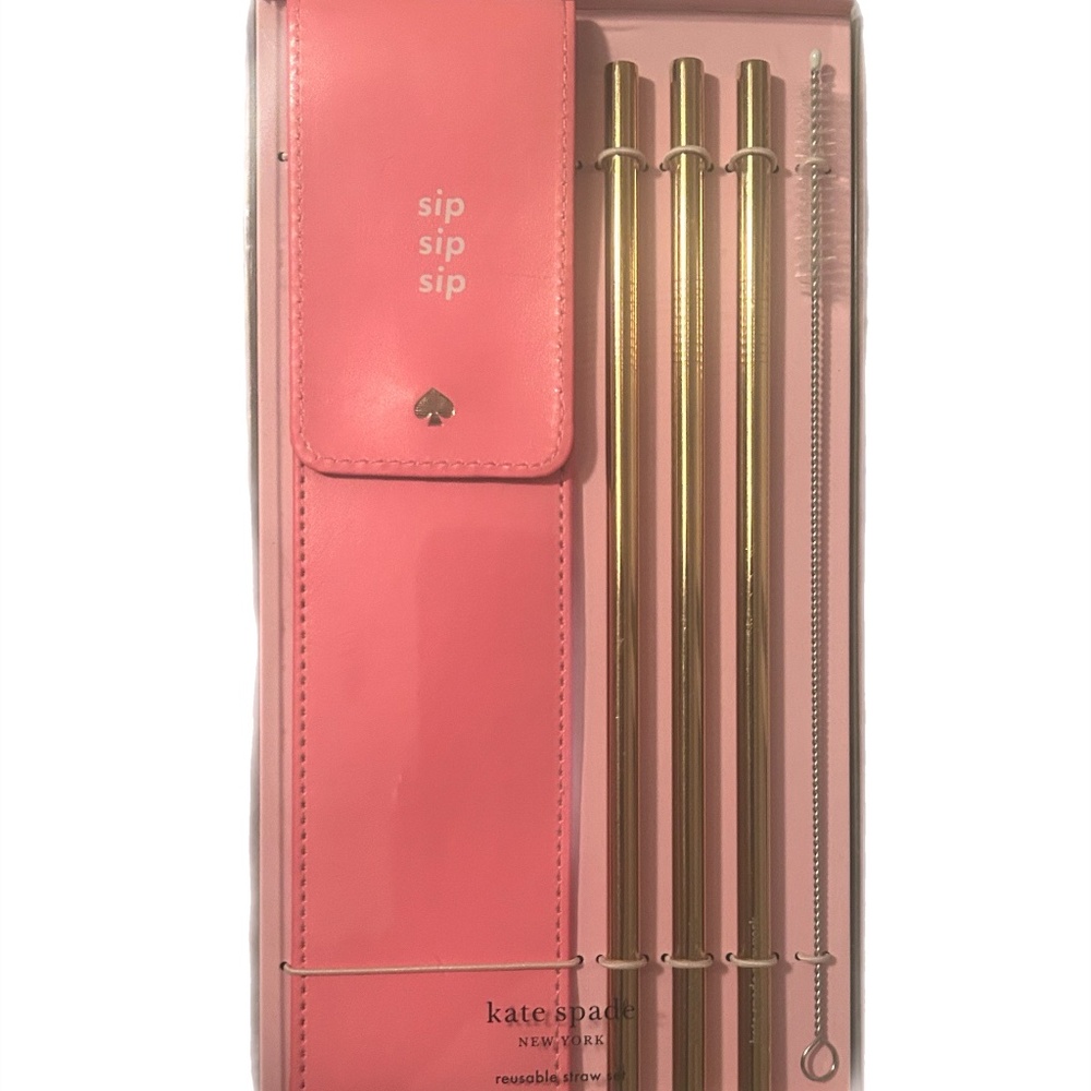 NWT Kate Spade Sip Sip Reusable Straw Set